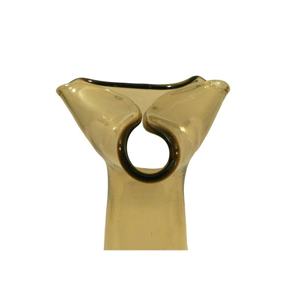 Vase Art Glass Gold Yellow Tall Folded Lip top Mid-Century - Picture 4 of 12